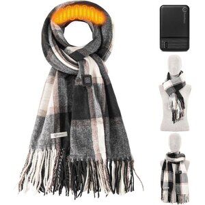 Women Black Rechargeable Neck Warmer Scarves Intelligent Electric Heating Scarf